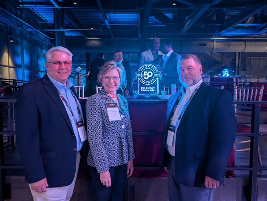 Dan Rhoades, Senior Advisor, 21st Century Partnership; Laura Mathis, Executive Director, Middle Georgia Regional Commission; and Bob Herrmann, Executive Director, Middle Georgia STEM Alliance, attend the ADC Summit and 50th Anniversary Celebration.   